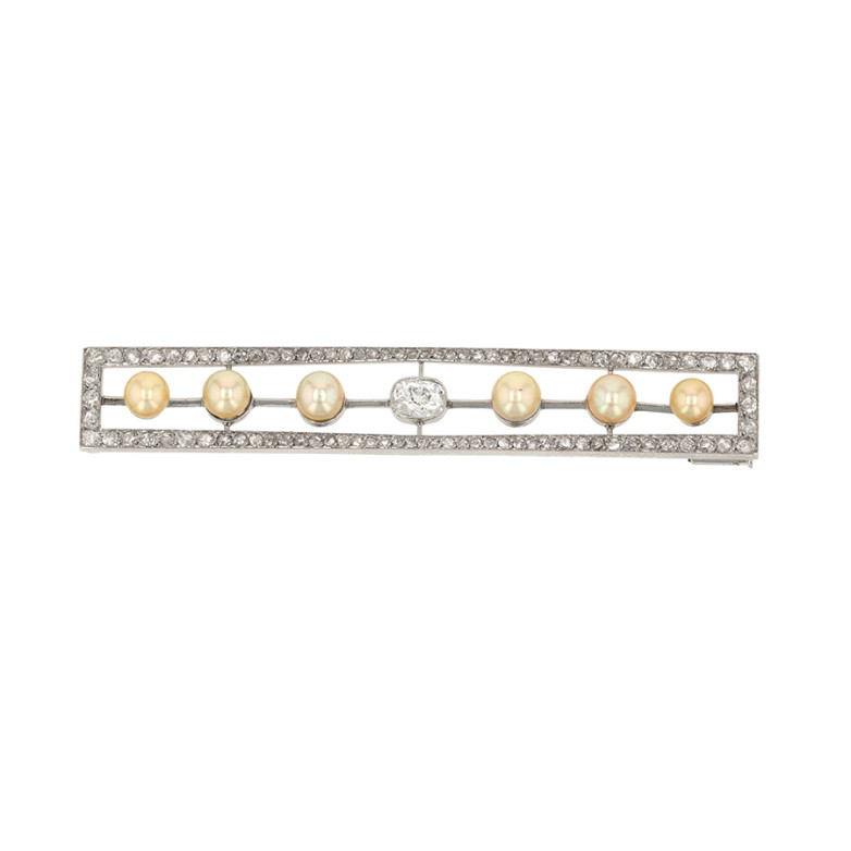 Broche vintage diamant 0.52 carat et perles platine 11.50g Comme neuf -  reconditionné disponible sur Gemme Les Bijoux